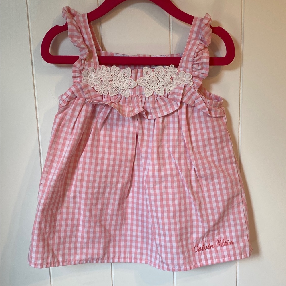 Girls size 24m Calvin Klein Pink Checkered Baby Dress